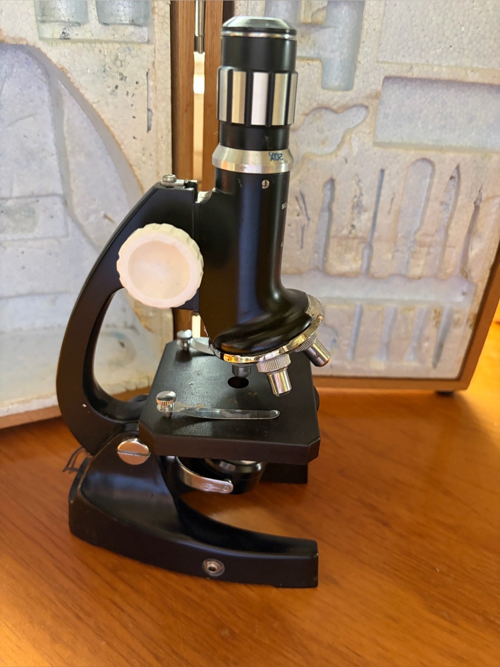 Microscope student Vintage Made in Japan with Wooden Case — As Is